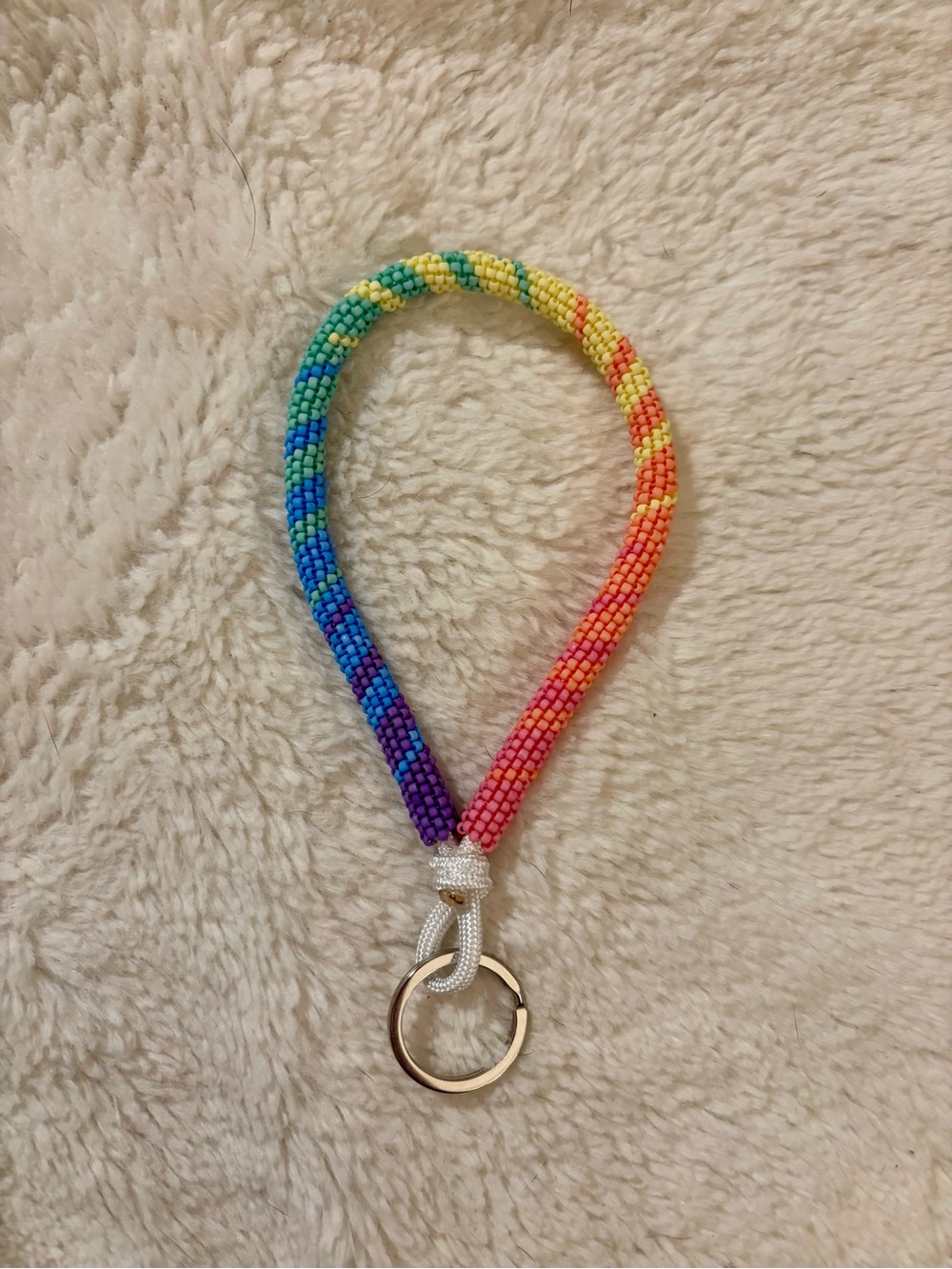 Rainbow Beaded Wrist Keychain - Multicolor
